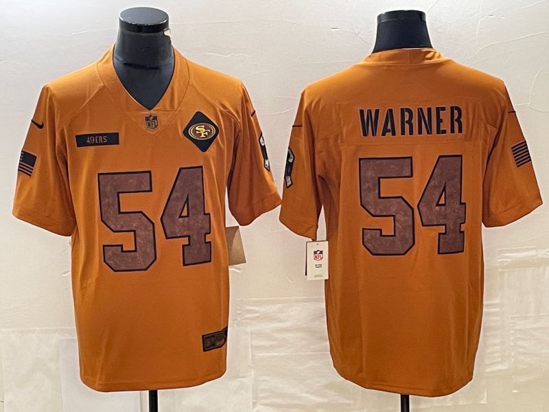 Men San Francisco 49ers #54 Warner brown Nike 2023 Salute To Service Limited NFL Jersey